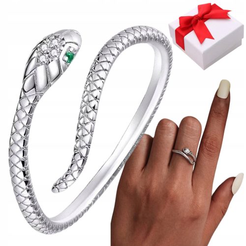  Silberner verstellbarer SNAKE-Ring S925 + Box