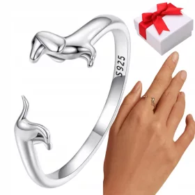  Verstellbarer silberner DOG-Ring S925 + Box