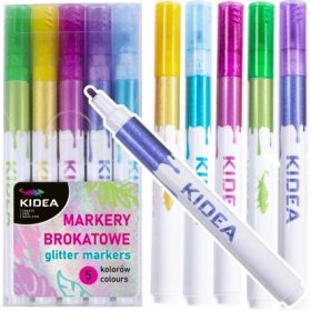    Glitzermarker für Kinder, dekorative Marker, Set mit 5 Kidea-Markern