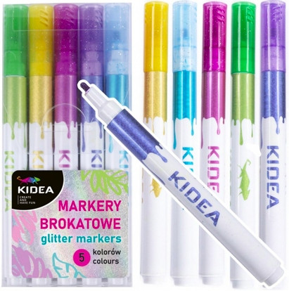  Glitzermarker für Kinder, dekorative Marker, Set mit 5 Kidea-Markern