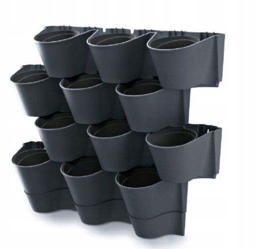  Prosperplast-Blumentopf, 67 cm x 17,7 x 57 cm, Durchmesser 10 cm, Kunststoff in Grau- und Silbertönen