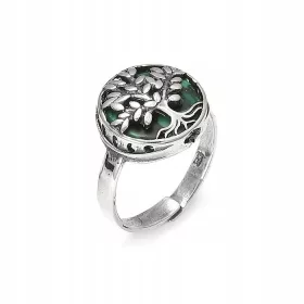  SILBERBAUMRING MIT MALACHIT