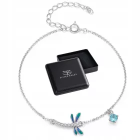  S139 Silbernes Libellenarmband mit Strasssteinen