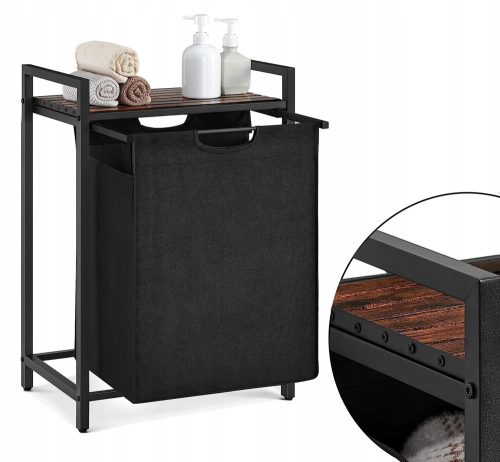 Wäschekörbe und -behälter Vasagle Wäschekorb 65l, Schwarz, Graphit, Braun- und Beigetöne