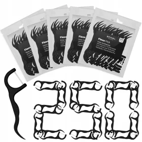  Gewachste Zahnstocher mit Zahnseide, 250 Stück