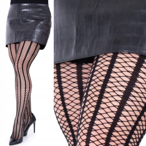  Strumpfhose in Übergröße, elegant, blickdicht, Fischgrätenmuster, mattschwarzes Phänomen