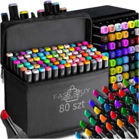  DOPPELSEITIGES ALKOHOLMARKER-SET MIT 80 STÜCK + TASCHE