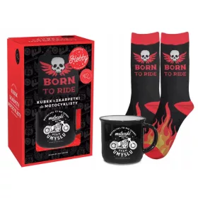  Tasse und Motorradfahrer-Socken als Geschenk
