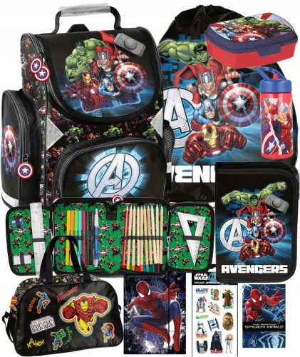  9 IN 1 AVENGERS SCHOOL SCHULTASCHE MIT FENSTERTASCHE AVENGERS SCHOOL SCHULTASCHE
