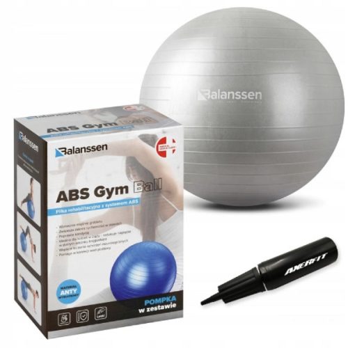  Balanssen Gym Ball 55 cm grauer Rehabilitationsball mit ABS-System