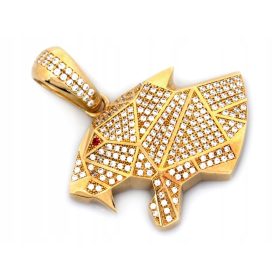  Großer goldener Pantherkopf-Anhänger mit Zirkonen