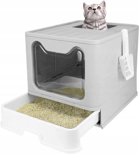  Große überdachte Katzentoilette mit Schublade + Spatel (F055)