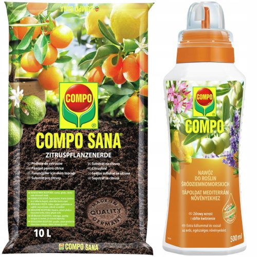 Gartenerde Ackerland 5,0-6,5 pH 10 l + Compo Mehrstoffdünger für mediterrane Pflanzen flüssig 500 ml