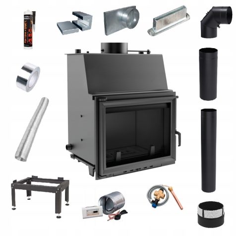 Kamin mit Wassermantel Kratki Zuzia 12 kW schwarz