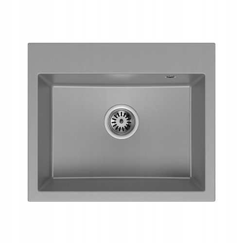 Brado EXCLUSIVE 55 Einzelbecken-Spüle, grauer Chrom-Siphon, schwarzer Granit