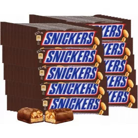   100er Pack Snickers Riegel mit Nougatfüllung und Erdnüssen in Karamell und Schokolade, 50g