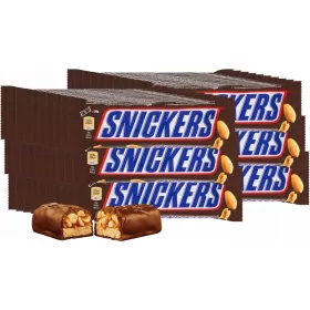   60er Pack Snickers Riegel mit Nougatfüllung, Erdnüssen in Karamell und Schokolade, 50g