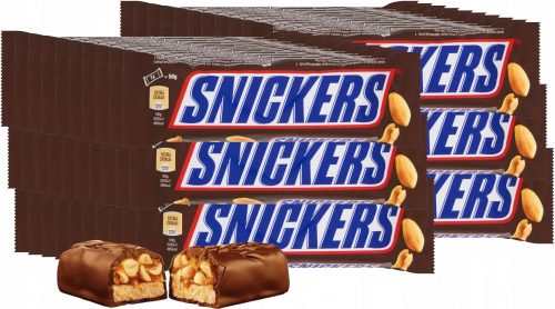 60er Pack Snickers Riegel mit Nougatfüllung, Erdnüssen in Karamell und Schokolade, 50g