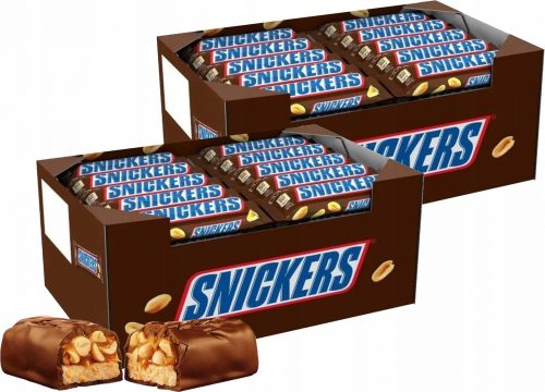 80x Snickers Riegel mit Nougatfüllung und Erdnüssen in Karamell und Schokolade, 50g