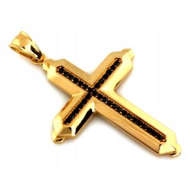  Goldkreuz mit schwarzem Zirkonanhänger