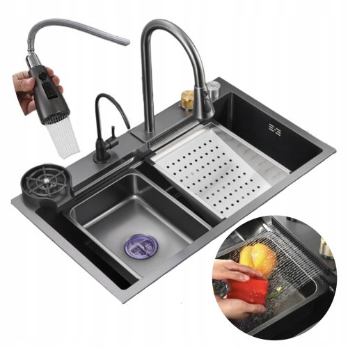 Ari FunctionSink Einzelbeckenspüle, schwarzer Stahl