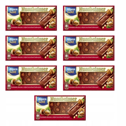 Alpen Gold Nussbeisser: 7er Pack Milchschokolade mit Haselnüssen, je 100g