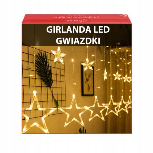  LED-WEIHNACHTSSTERNE HÄNGEGIRLANDE WEIHNACHTSLICHTER LED-VORHANG