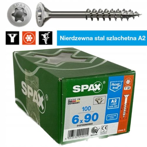 SPAX Edelstahlschrauben 6x90mm T-STAR Teilkonus
