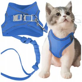  DRUCKFREIES, REFLEKTIERENDES KATZENGESCHIRR + LEINE S