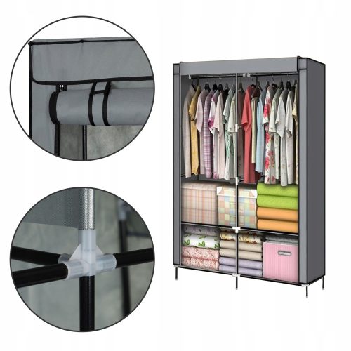  ModernHome Kleiderschrank TEXTILE GARDEROBE 106 x 174 x 43,5 cm Grautöne