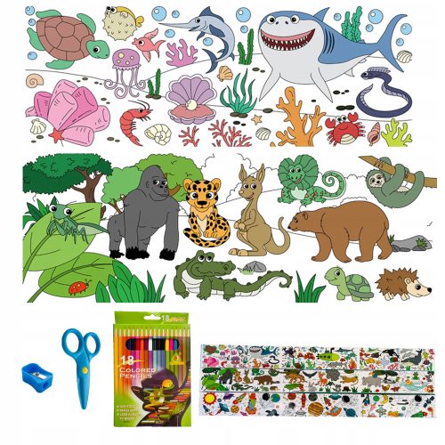  Bodenmalbücher für Kinder 3er-Set x300 cm + Buntstifte + Schere