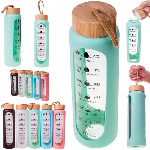  WASSERDICHTER GLASFLASCHENBECHER GETRÄNKEBEHÄLTER SHAKER 1L
