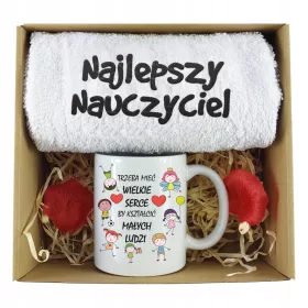    GESCHENKSET ZUM LEHRERTAG FÜR Pädagogen, Tasse + Handtuch, STICKEREI