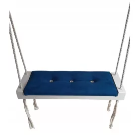    Schaukel weiß Sitz marineblau Haus Garten Kinder gepolstert Samt 50cm