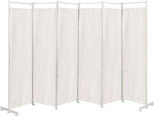 Paravent 6-fache Trennwand mit Metallrahmen Beige