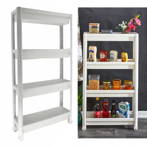 Mobiler Schrank, Küchen-Badezimmerregal, weiß 5