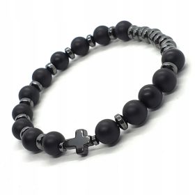  HERREN-ROSENKRANZ-Armband Matter Onyx