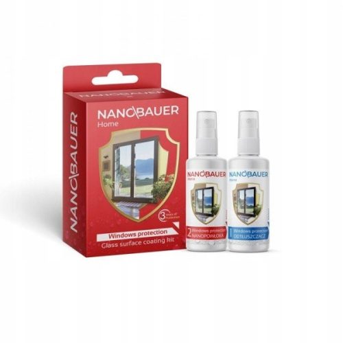 IMPRÄGNIERFLÜSSIGKEIT FÜR FENSTER, GLAS, HYDROPHOBIGES NANOBAUER-SET 2x 100 ML