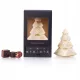  Weihnachtsset: Weihnachtsbaum aus weißer Schokolade und 4 Pralinen in einer schwarzen Box