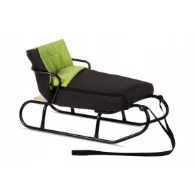   Traditioneller Metallschlitten JEE Classic + Rückenlehne + Schlafsack