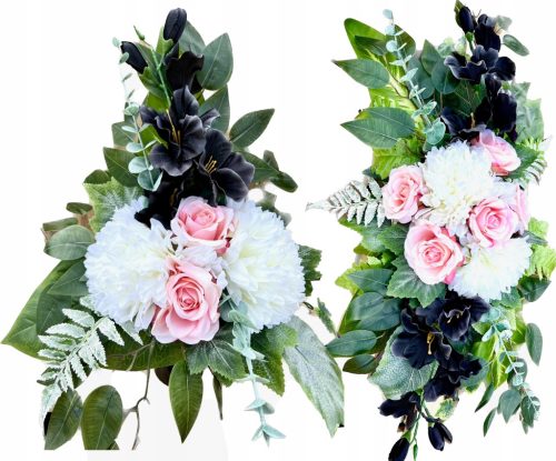  Exklusives großes Original SET Blumenstrauß + Blumenstraußdekoration für Grabdenkmal