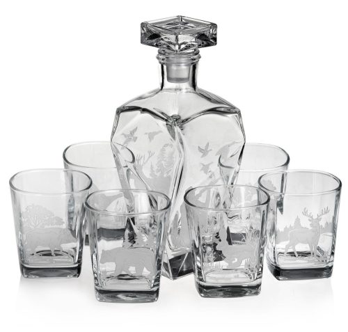 Krüge, Karaffen und Milchkännchen Jagdglas-Krosno-Set als Geschenk für einen Jäger, 0,7 l
