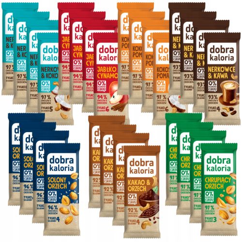Dobra Kaloria Mix-Pack: Zuckerfreie Riegel – Verschiedene Geschmacksrichtungen, 28 Stück