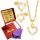  Goldschmuckset Halskette Herz Ohrringe 925 Gravur GRATIS GESCHENK