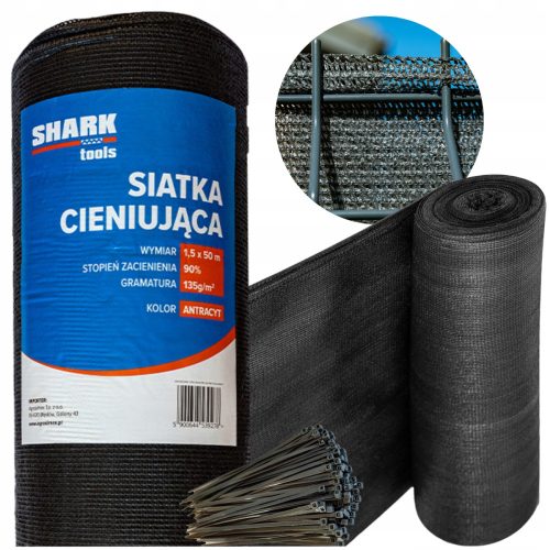 Beschattungsgitter 1,5 x 50 m, Abdeckzaun für Zaun, 90 % Anthrazit