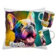  Set BECHER + KISSEN FRANZÖSISCHE BULLDOGGE BULLDOGGE VERSCHIEDENE MUSTER + NAME