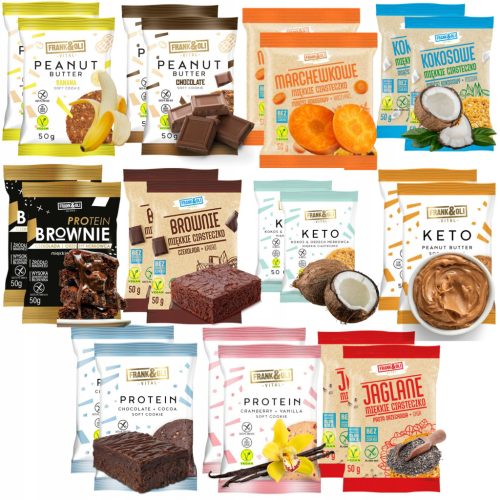 Frank&Oli MIX Smaków: Glutenfreie und Zuckerfreie Kekse, 22x 50g