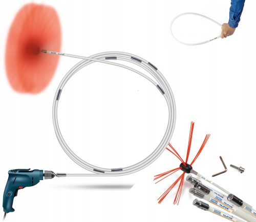 Schornsteinreinigungsset von unten für Tajfun Drill 8 m Bürste