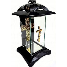  LANDSCHAFT AUF DER GRABFRIEDHOFSKAPELLE MIT GLASEINSATZ