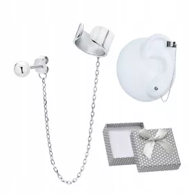    925 SILBER OHRRING, rhodiniert, mit einer Kugel und einer glatten Kette